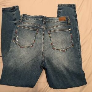 Judy Blue Light Wash Skinny Jeans with Colorful Stitching